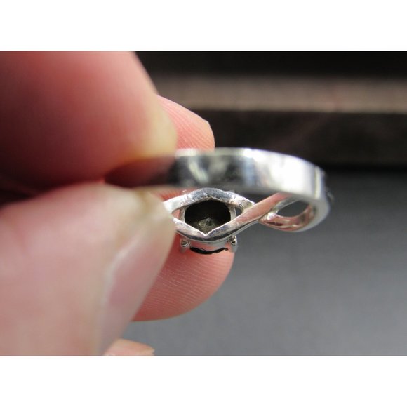 Size 7.75 Sterling Silver Rough Cut Black Diamond Custom Made Band Ring - Picture 6 of 9